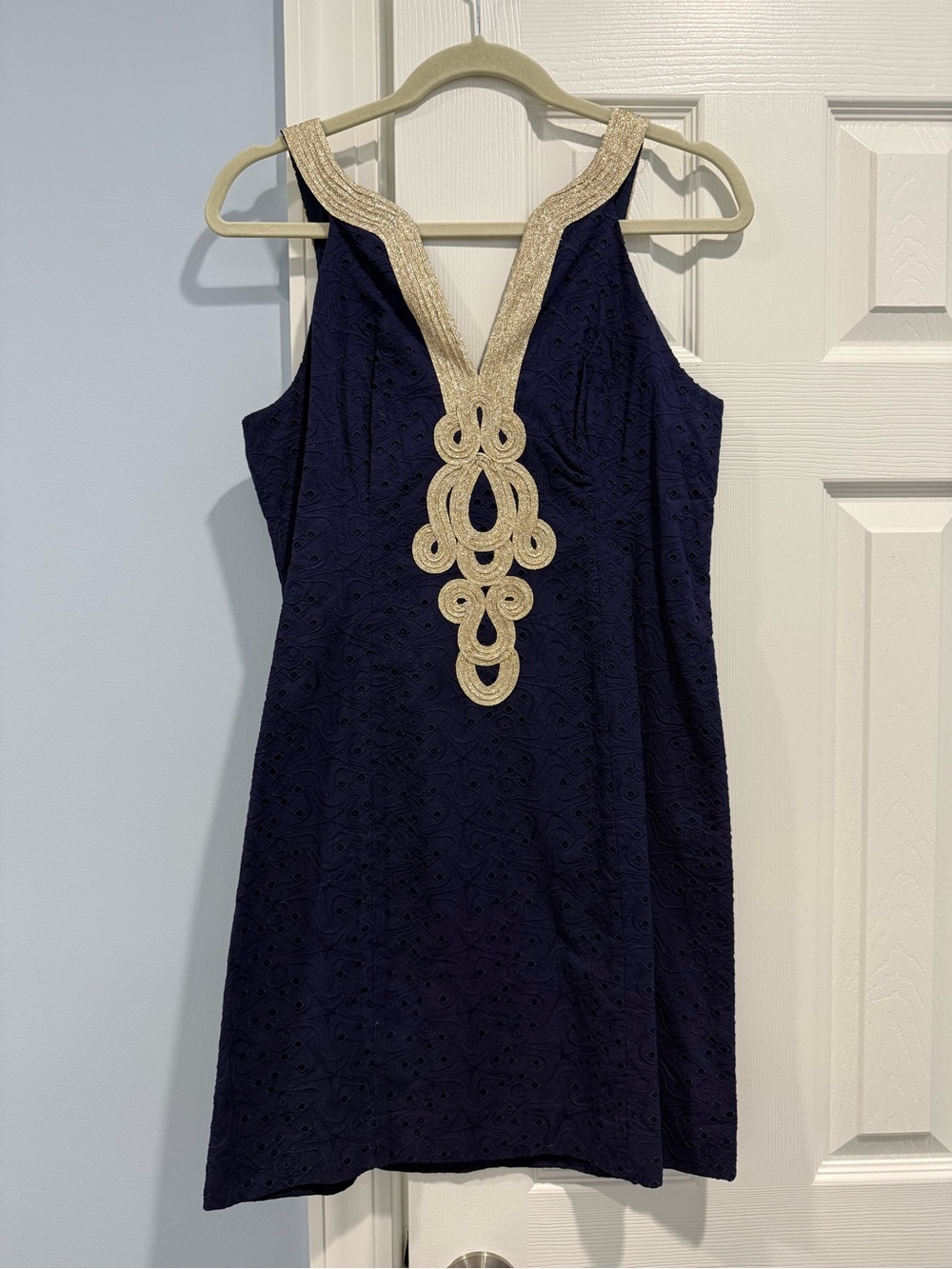 Lilly Pulitzer Navy Mini Dress with Gold Embellishment